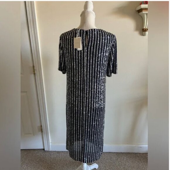ANTHROPOLOGIE NWT Flat White Sequins Bling Cocktail Party A-Line Dress Size S - Picture 4 of 9